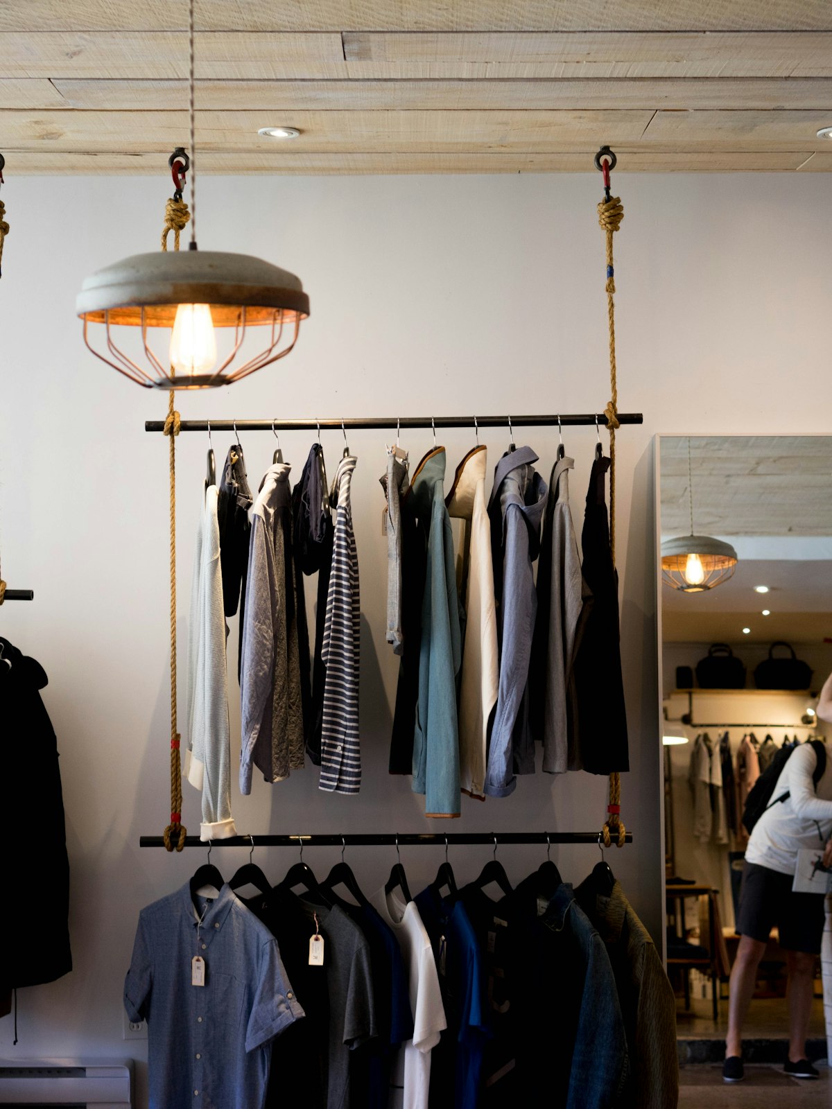 Ladies fashion rail in warm natural light